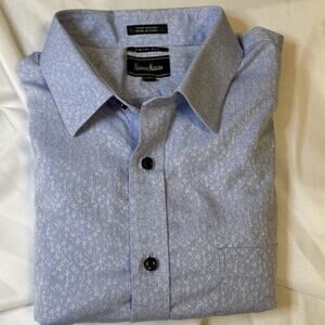 Neiman Marcus Dress Shirt Mens Size 16-34/35 Black/Blue Check Trim FitJ